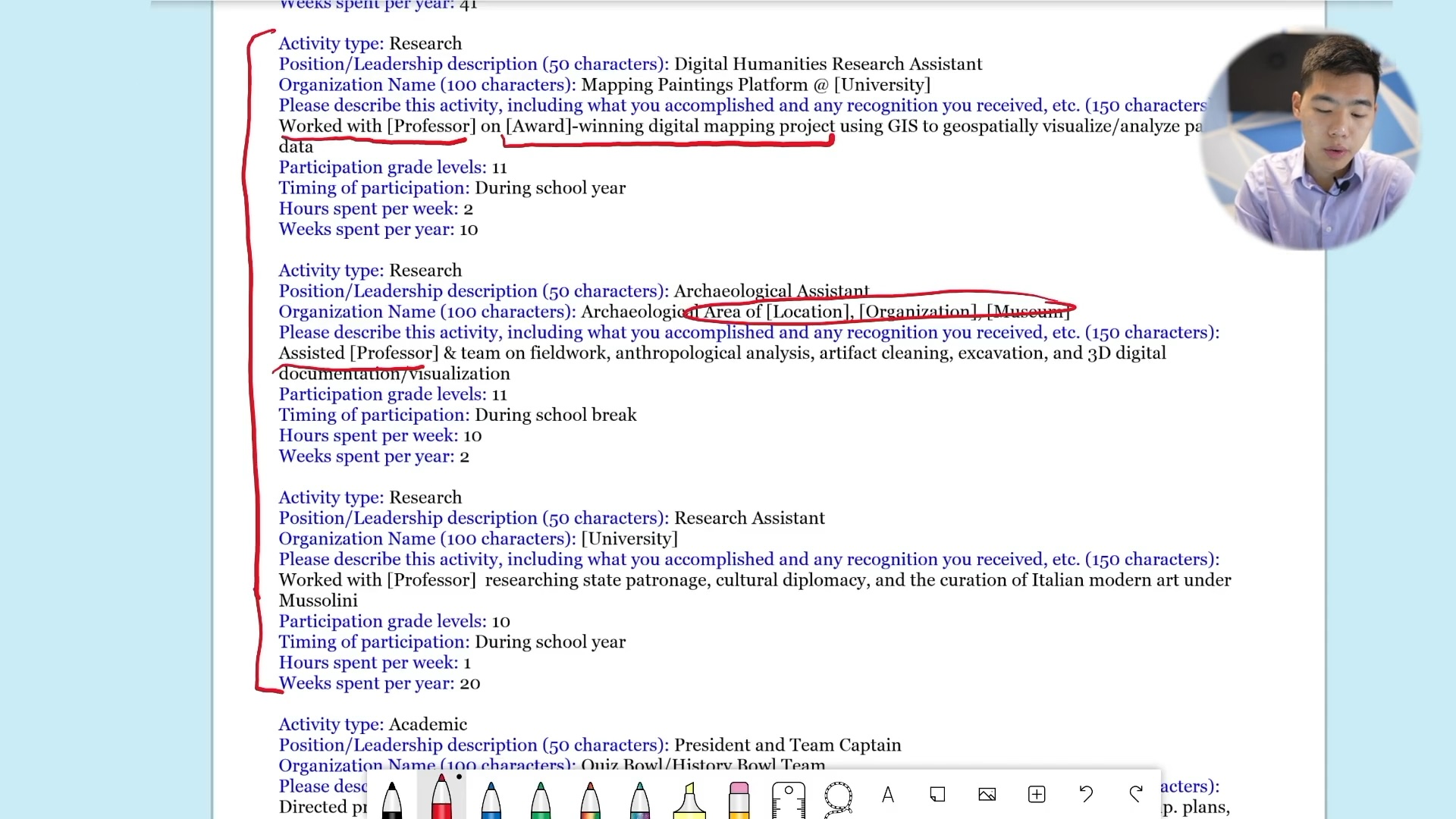 Extracurricular List 1: Example & Analysis