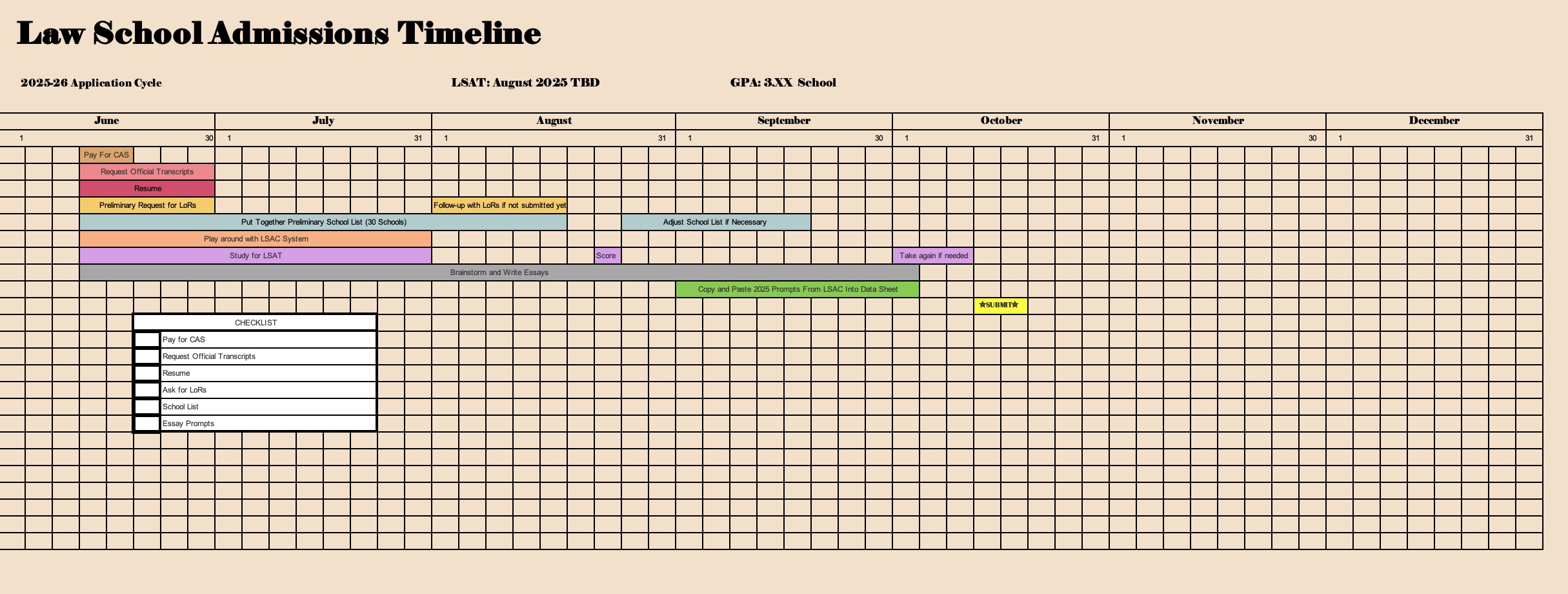 Customizable Timeline & Checklist