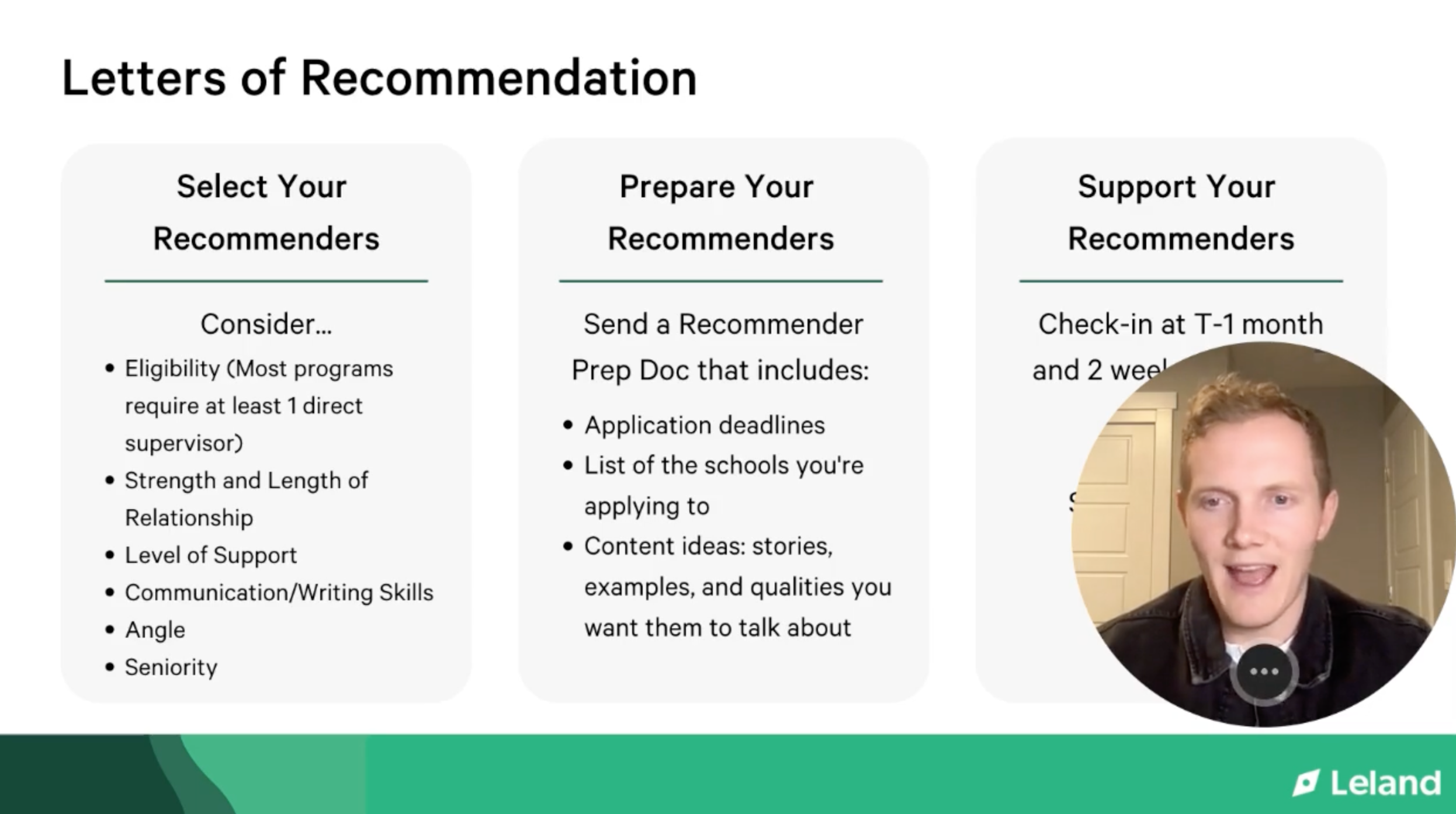 Selecting, Preparing and Supporting Recommenders